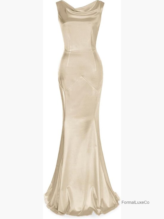 Dresses & Skirts - Satin Mermaid Maxi Dress with Cowl Neck